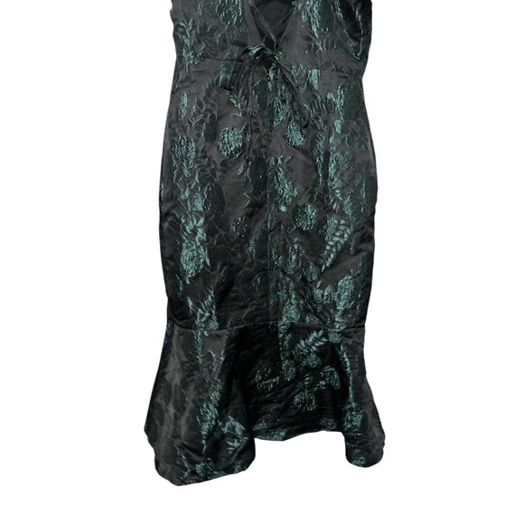 Lulus Majorly Fabulous Black and Emerald Trumpet Midi Dress Sz Medium Black & Gr - Picture 11 of 16